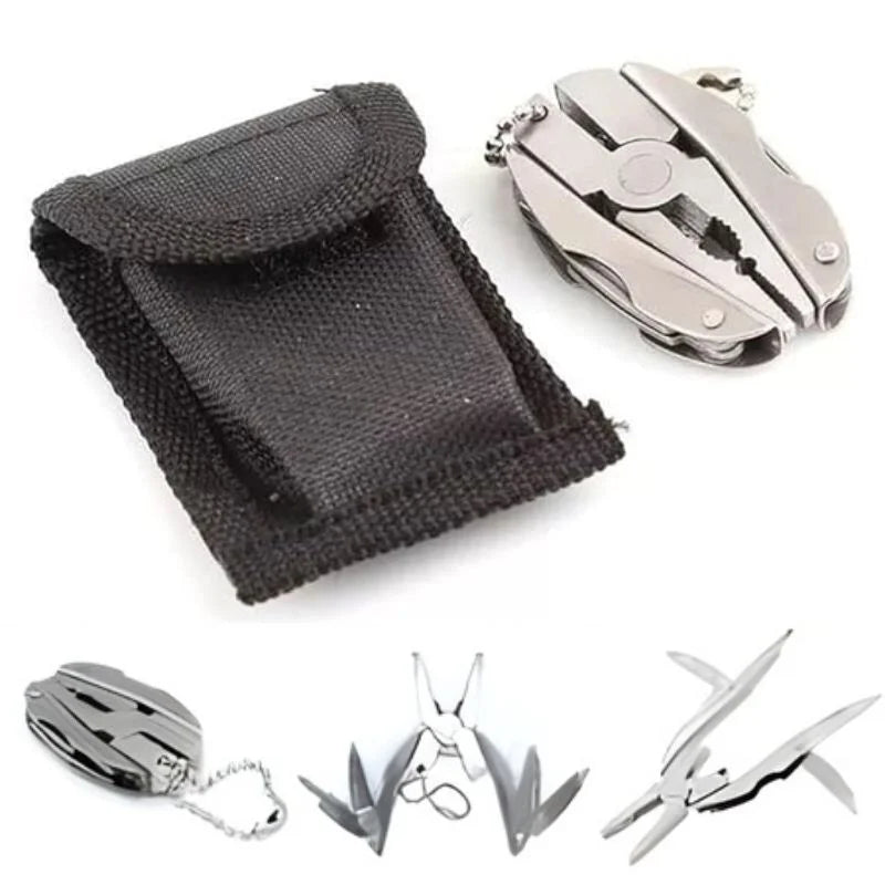 Stainless Steel Outdoor Portable Multitool Plier Knife | Mini Keychain Multi Tool with Screwdriver & Pouch | Camping, Hiking & Everyday Use - NextGenzVolt