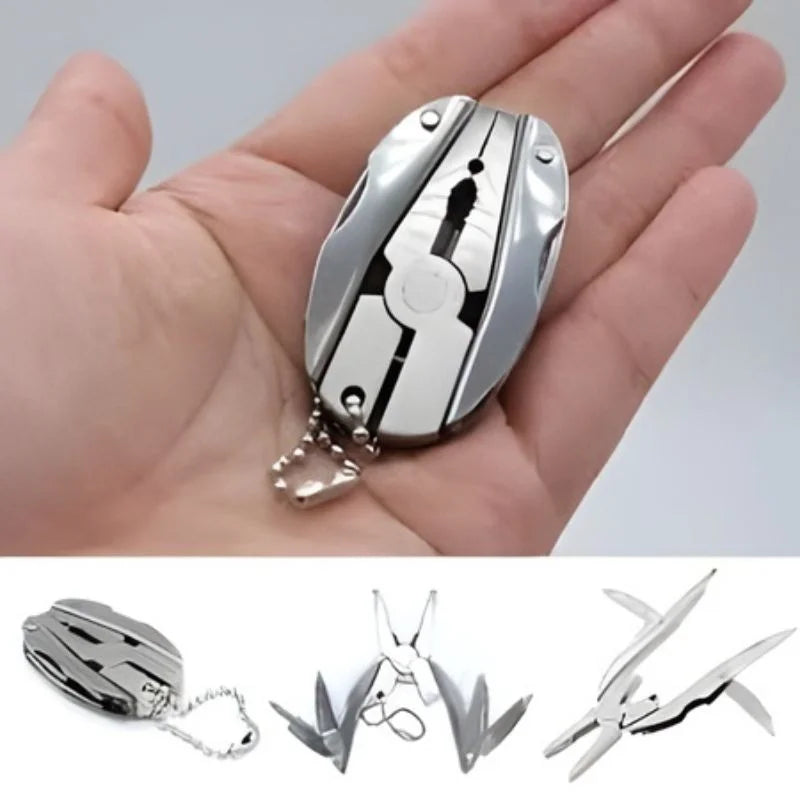 Stainless Steel Outdoor Portable Multitool Plier Knife | Mini Keychain Multi Tool with Screwdriver & Pouch | Camping, Hiking & Everyday Use - NextGenzVolt