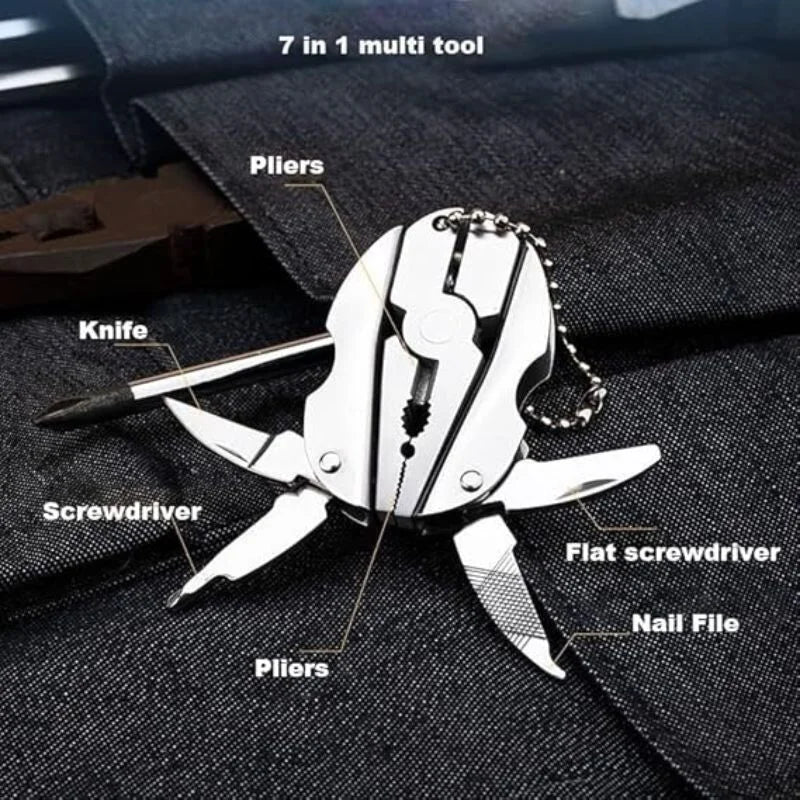 Stainless Steel Outdoor Portable Multitool Plier Knife | Mini Keychain Multi Tool with Screwdriver & Pouch | Camping, Hiking & Everyday Use - NextGenzVolt