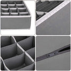 Storage Organizer with Lid | Foldable Drawer Divider | 24 Cells | Non-Woven Fabric | Random Colors