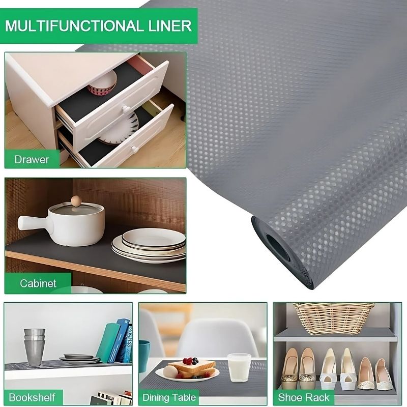 Anti-Slip Fridge & Shelf Mat | Waterproof Washable Liner for Kitchen Drawers Cabinets | Dark Grey - NextGenzVolt