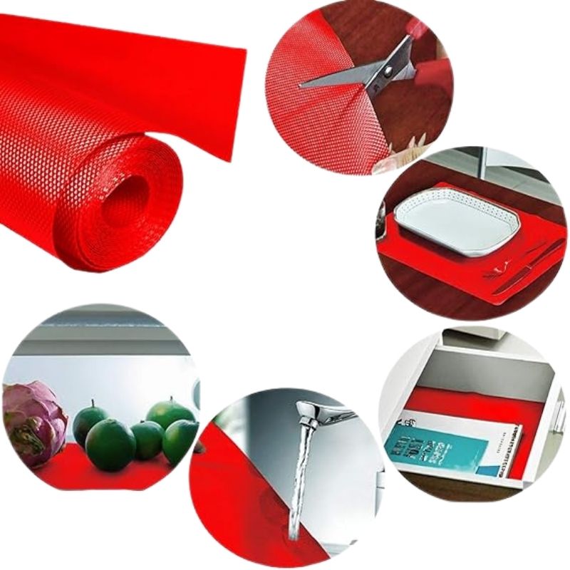 Anti-Slip Fridge & Shelf Mat | Waterproof Washable Liner for Kitchen Drawers Cabinets | Red - NextGenzVolt