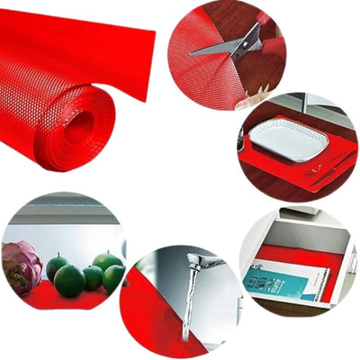 Anti-Slip Fridge & Shelf Mat | Waterproof Washable Liner for Kitchen Drawers Cabinets | Red - NextGenzVolt