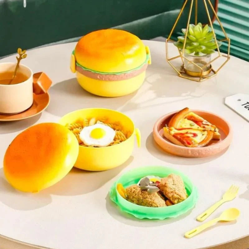 Hamburger Shaped Kids Lunch Box | Portable Multi-Layer Food Container for School & Travel - NextGenzVolt