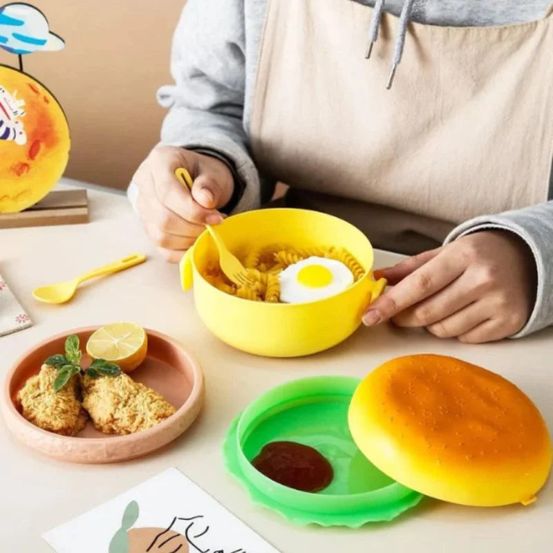 Hamburger Shaped Kids Lunch Box | Portable Multi-Layer Food Container for School & Travel - NextGenzVolt