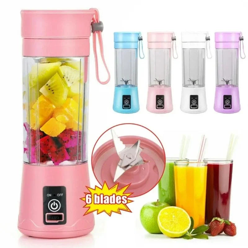 Portable 6-Blade USB Rechargeable Juicer Blender for Smoothies Shakes Baby Food and Outdoor Use | Random Color - NextGenzVolt