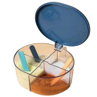 4 Compartments Spice Box | Masala Storage Box | Plastic Kitchen Organizer | Leak-Proof & Reusable - NextGenzVolt