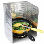 3-Sided Oil Proof Aluminum Foil Splatter Guard | Foldable Heat Insulation for Kitchen Stove | Silver