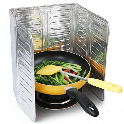 3-Sided Oil Proof Aluminum Foil Splatter Guard | Foldable Heat Insulation for Kitchen Stove | Silver - NextGenzVolt