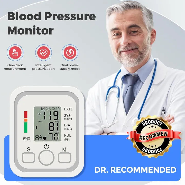 Digital Blood Pressure Monitor | Upper Arm Automatic BP Machine with Large LCD Display, Memory Storage & Voice Function for Home Monitoring - NextGenzVolt