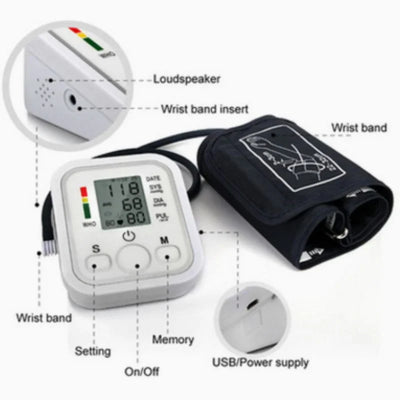 Digital Blood Pressure Monitor | Upper Arm Automatic BP Machine with Large LCD Display, Memory Storage & Voice Function for Home Monitoring - NextGenzVolt