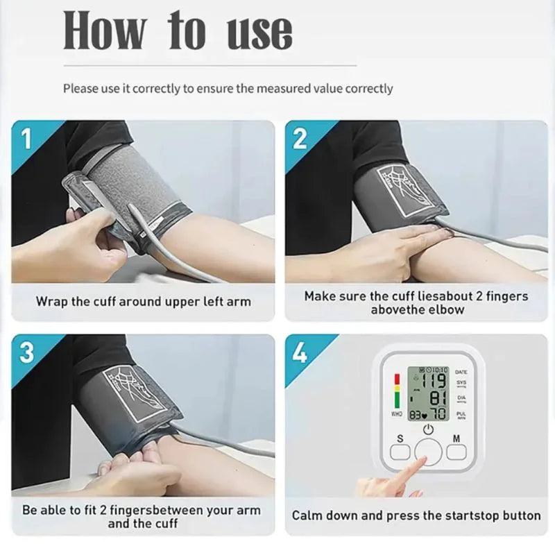 Digital Blood Pressure Monitor | Upper Arm Automatic BP Machine with Large LCD Display, Memory Storage & Voice Function for Home Monitoring - NextGenzVolt