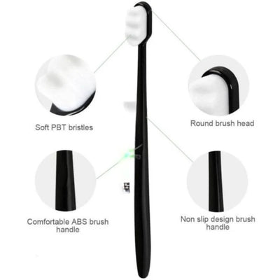 Nano Toothbrush with Travel Case | Ultra Soft Micro-Nano Bristles | For Sensitive Gums, Adults & Kids | Black