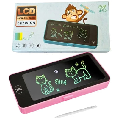 LCD Drawing Pen Case for Kids | Writing Tablet Pencil Box with Screen Lock & One-Key Erase | Random Color - NextGenzVolt