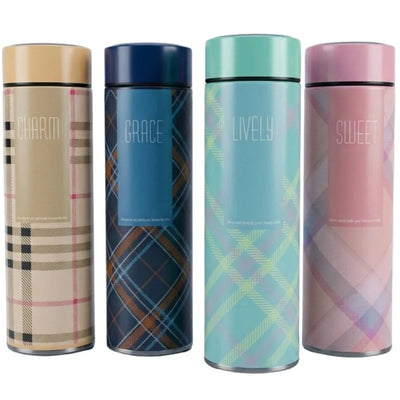 LED Temperature Display Water Bottle | Checkered Design | Smart Stainless Steel Vacuum 500ml Flask | Random Color - NextGenzVolt