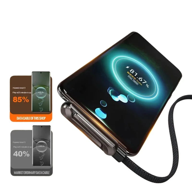 USB-C Fast Charging Cable with Foldable Phone Stand