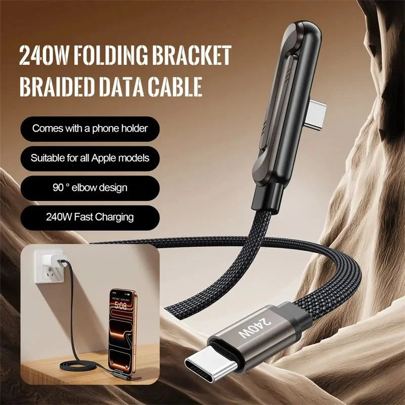 USB-C Fast Charging Cable with Foldable Phone Stand