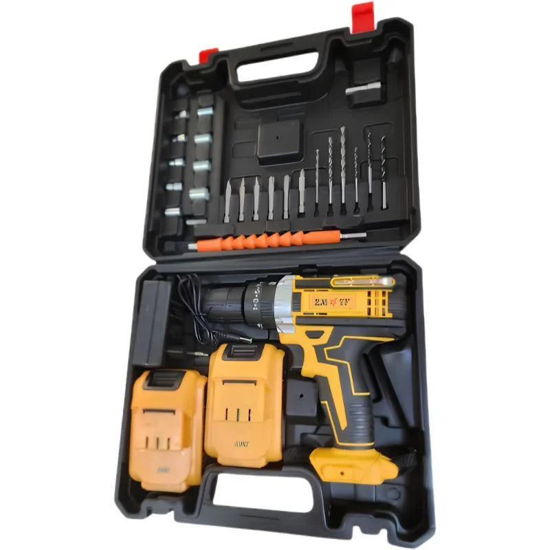Cordless Drill Machine Kit with 2 Batteries & 26 Accessories