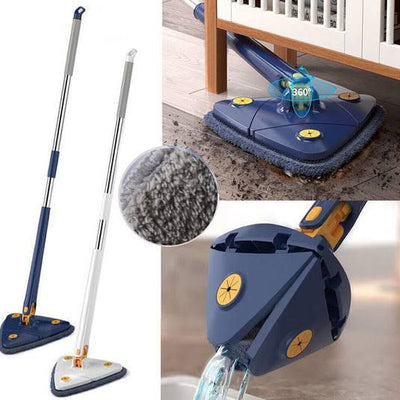 360° Twist Rotatable Triangle Mop with Long Handle Auto Squeeze Design for Floor, Wall, and Ceiling Cleaning - NextGenzVolt