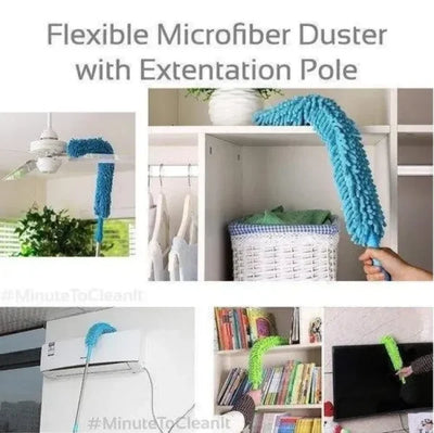 Flexible Micro-Fiber Duster With Telescopic Stainless Steel Handle | Fan & Home Cleaning | Random Colors - NextGenzVolt