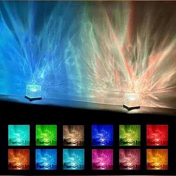 16 Colors Crystal Cube Ambient Light | RGB Water Ripple Lamp Projector with Remote Control | Dynamic Underwater Effect Mood Light for Bedroom, Living Room & Home Decor