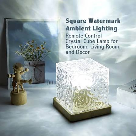 16 Colors Crystal Cube Ambient Light | RGB Water Ripple Lamp Projector with Remote Control | Dynamic Underwater Effect Mood Light for Bedroom, Living Room & Home Decor