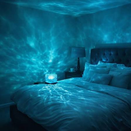 16 Colors Crystal Cube Ambient Light | RGB Water Ripple Lamp Projector with Remote Control | Dynamic Underwater Effect Mood Light for Bedroom, Living Room & Home Decor