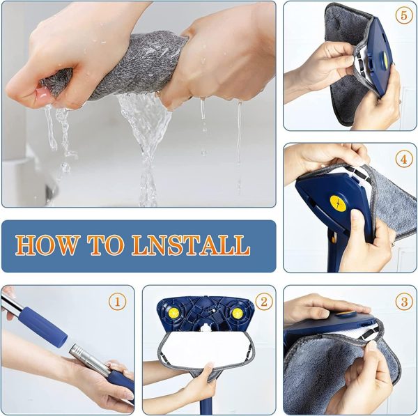 360° Twist Rotatable Triangle Mop with Long Handle Auto Squeeze Design for Floor, Wall, and Ceiling Cleaning - NextGenzVolt