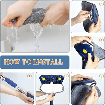 360° Twist Rotatable Triangle Mop with Long Handle Auto Squeeze Design for Floor, Wall, and Ceiling Cleaning - NextGenzVolt