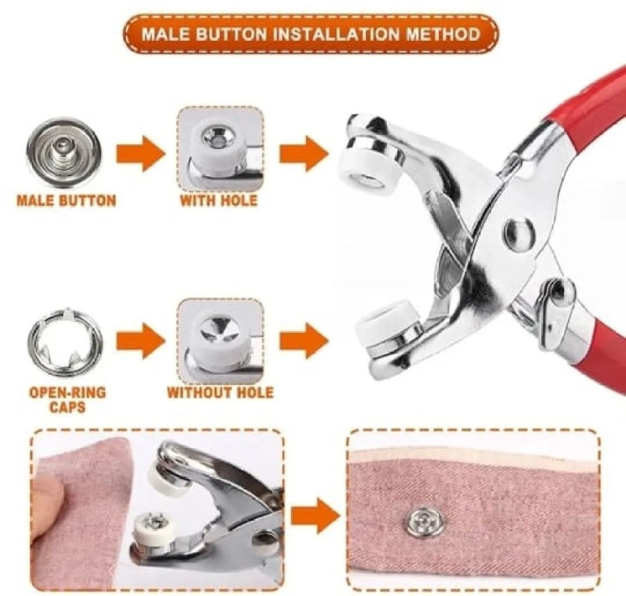 Snap Fastener Pliers with 50 Buttons Set With lock in Metal - NextGenzVolt