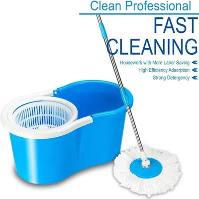 360° Rotating Spin Mop with Bucket - 2 Microfiber Cloth Refill Included - NextGenzVolt