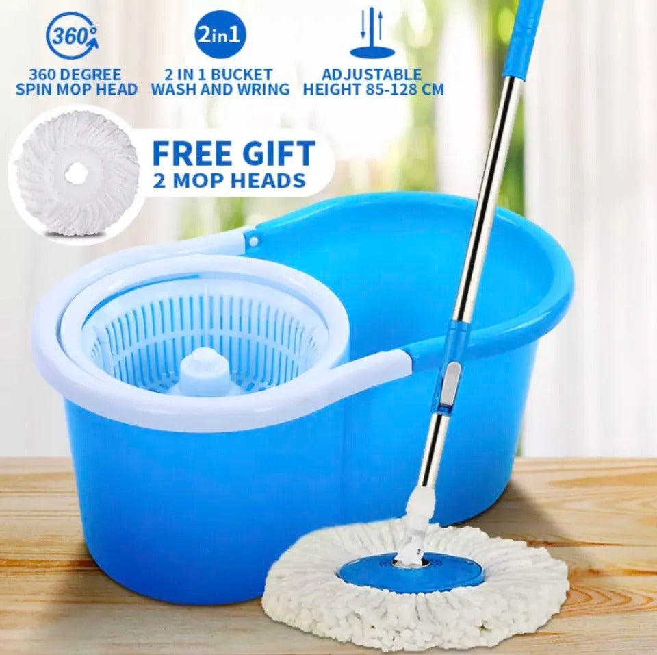 360° Rotating Spin Mop with Bucket - 2 Microfiber Cloth Refill Included - NextGenzVolt