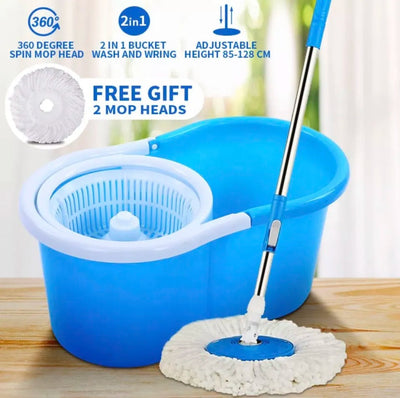 360° Rotating Spin Mop with Bucket - 2 Microfiber Cloth Refill Included - NextGenzVolt