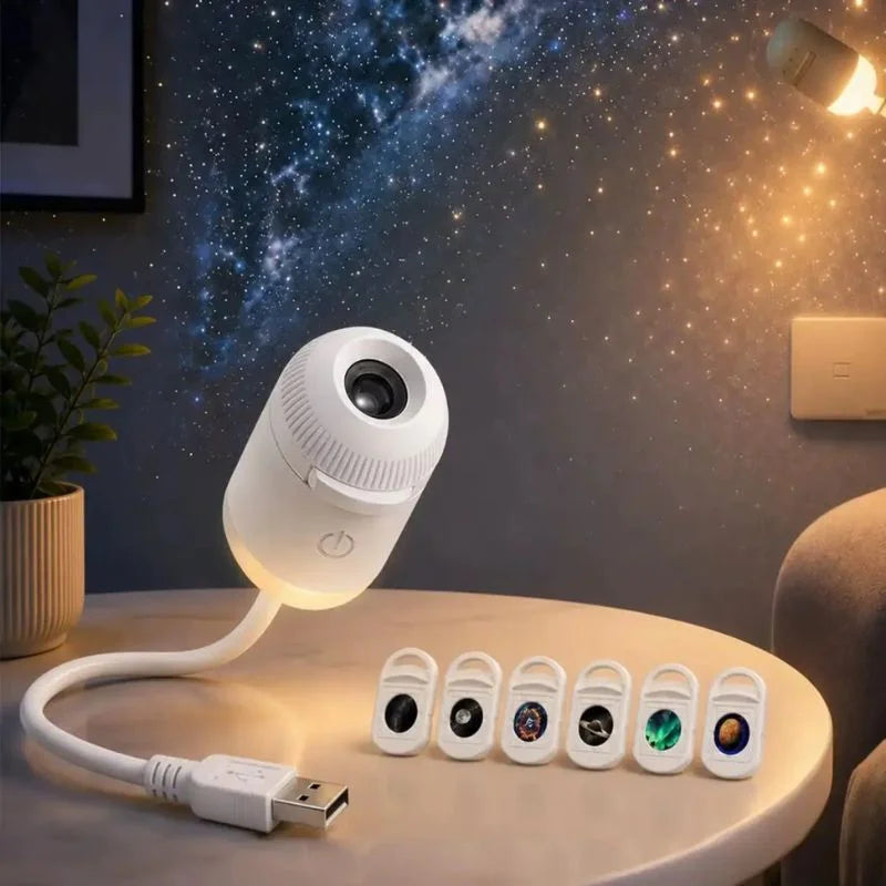 2-in-1 USB Galaxy Star Projector Night Light | 6 Projection Lenses - NextGenzVolt