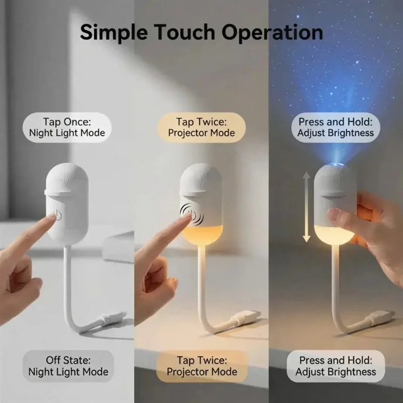 2-in-1 USB Galaxy Star Projector Night Light | 6 Projection Lenses - NextGenzVolt
