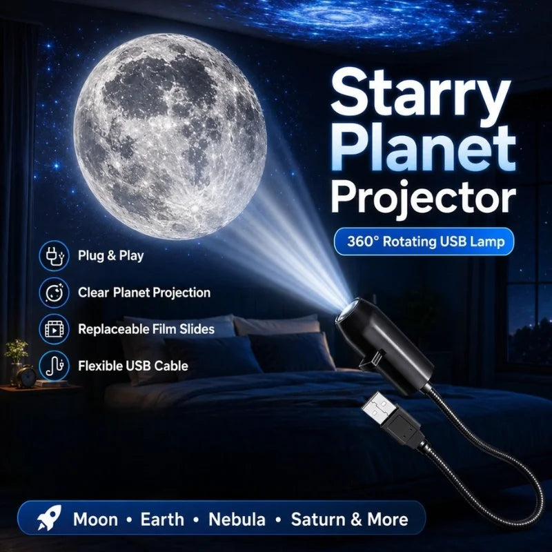 USB Moon & Earth Projection Atmosphere Light | 3 Interchangeable Lenses