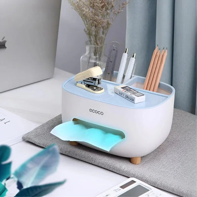 ECOCO Tissue Box with Multifunctional Storage Drawer