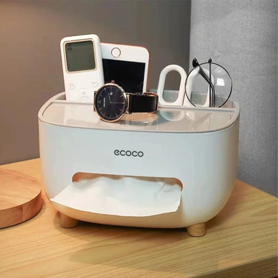 ECOCO Tissue Box with Multifunctional Storage Drawer